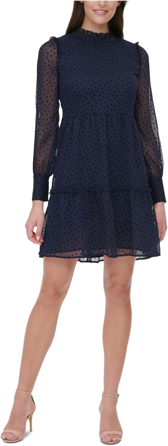 

Женское платье Tommy Hilfiger с высоким воротом и длинными рукавами, Sky Captain/Black