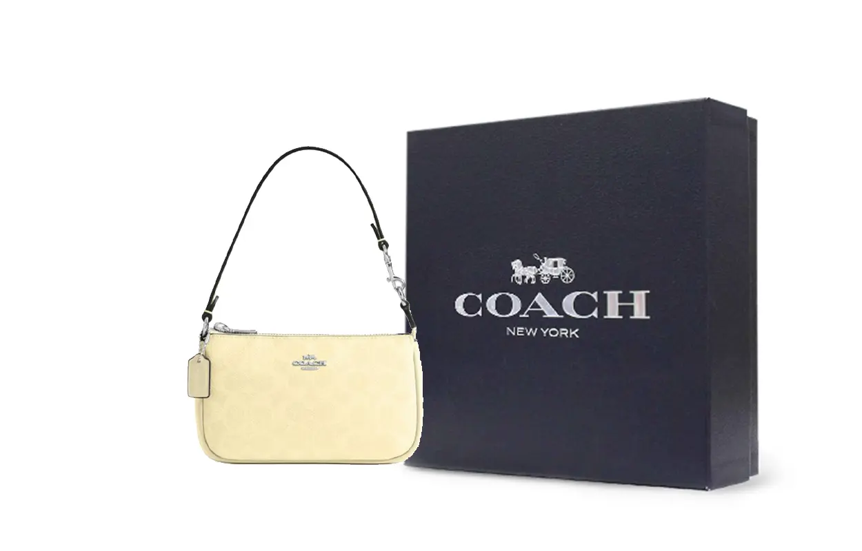 

COACH Миниатюрная женская сумка из лакированного полотна желтого цвета