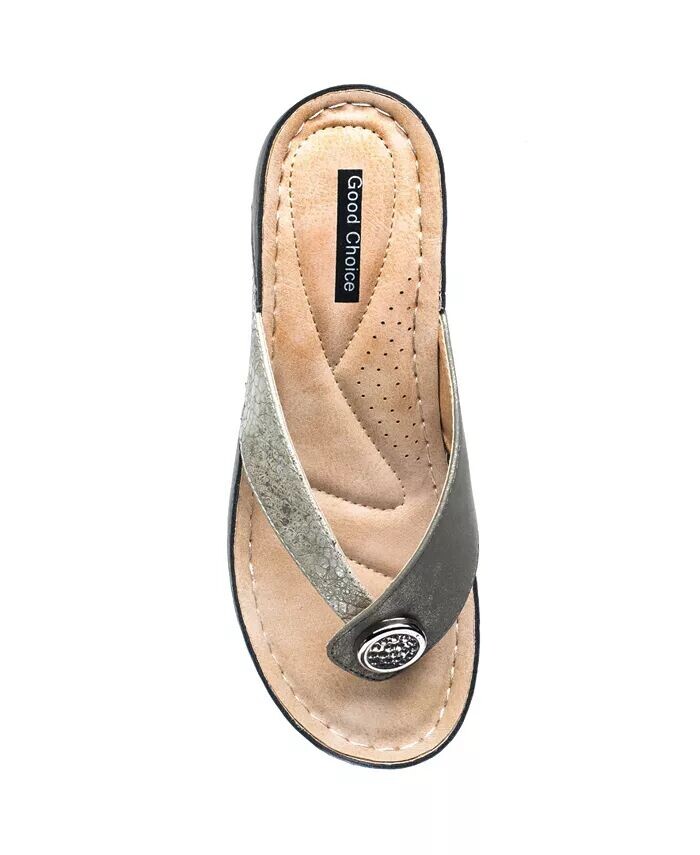 Женские босоножки на танкетке Dafni Thong GC Shoes, коричневый/бежевый — фото 4