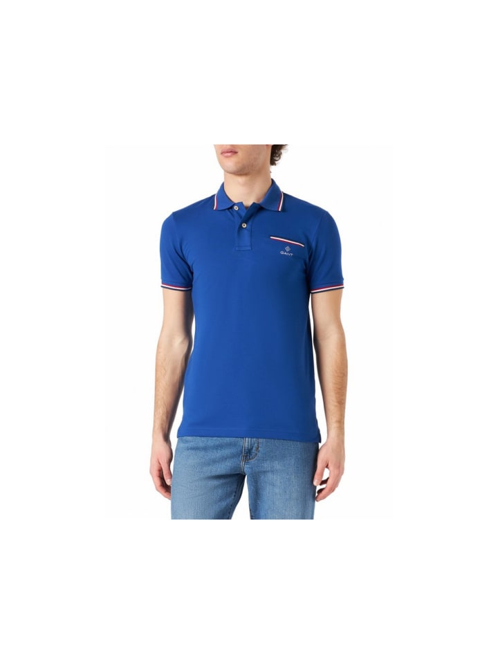 

Мужская рубашка-поло синего цвета Gant