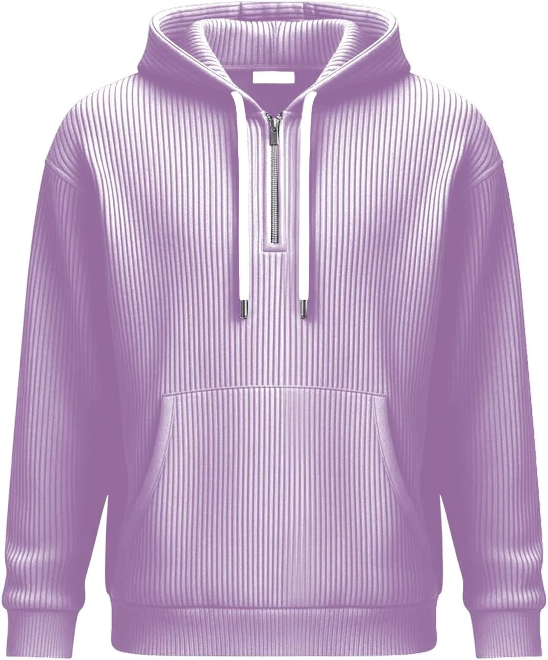 Толстовка с капюшоном 1/4 Zip для мужчин Big and Tall, фактурная, с длинными рукавами и карманом-кенгуру — фото 3