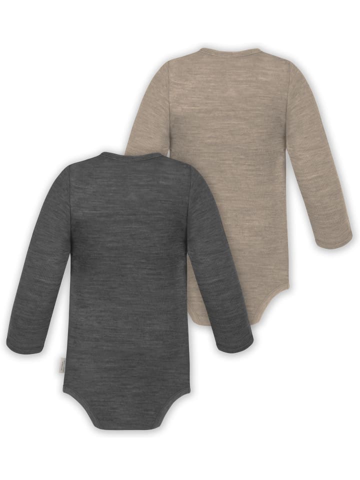 Normani Outdoor Sports Комплект из 2 боди-слингов унисекс для младенцев, комбинезонов с длинными рукавами, антрацитово-бежевого цвета — фото 2