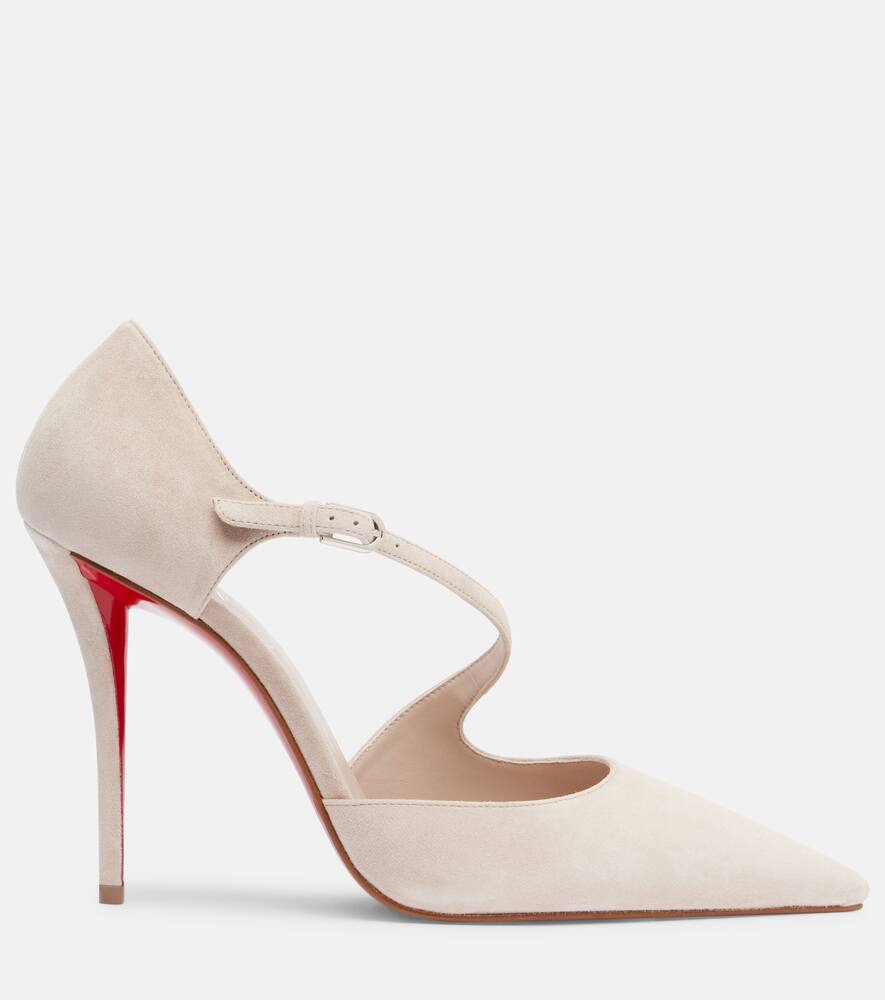 Туфли-лодочки Miss Ziggyta 100 из замши Christian Louboutin, Pearl/Lin Pearl — фото 4