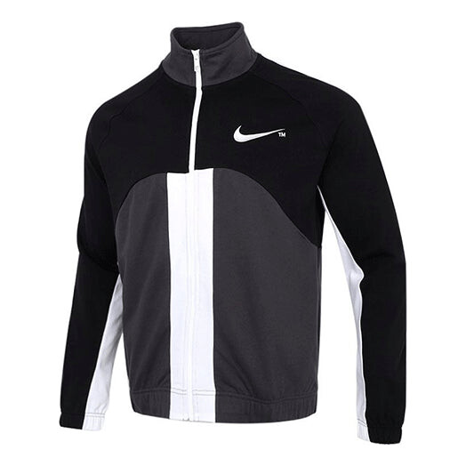 

Куртка sportswear swoosh contrast color stitching knit stand collar logo jacket black Nike, черный
