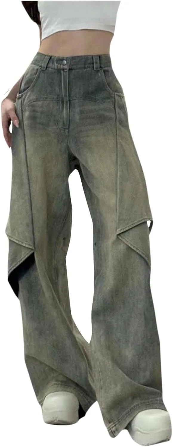 

Женские джинсы Wide Leg с потертостями и карманом