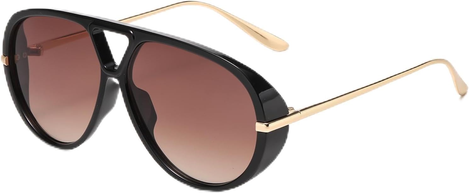 

Большие солнцезащитные очки-авиаторы для женщин и мужчин, модные ретро-очки в крупной оправе, дизайнерские женские солнцезащитные очки с защитой UV400 WHHJM, Black / Gradient Brown