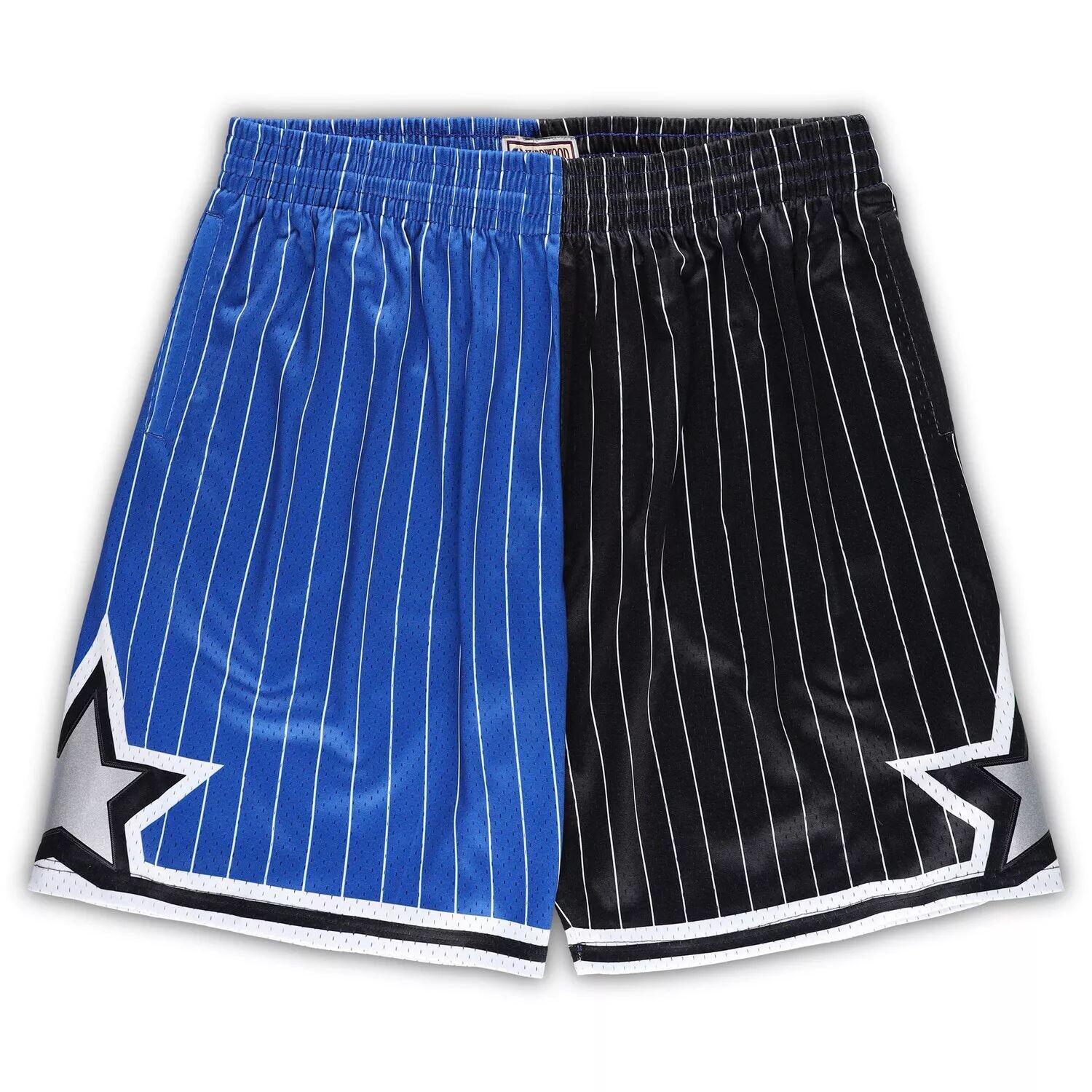 

Мужские шорты Mitchell & Ness синего/черного цвета Orlando Magic Big & Tall из твердой древесины, классические шорты Swingman с разрезом