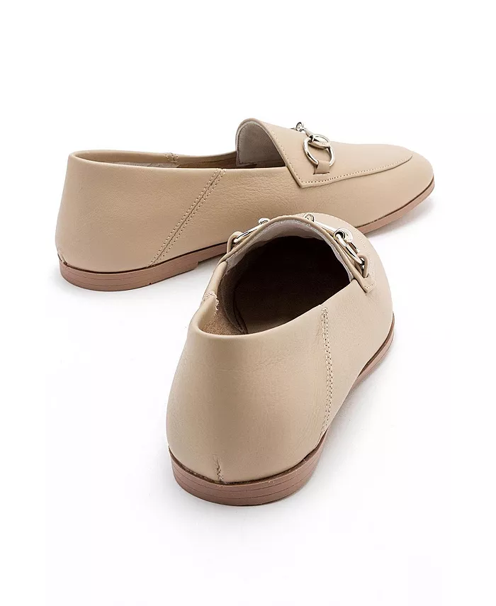 Пенни Лоферы с конской пряжкой из кожи Forever & Always Shoes, коричневый/бежевый — фото 2