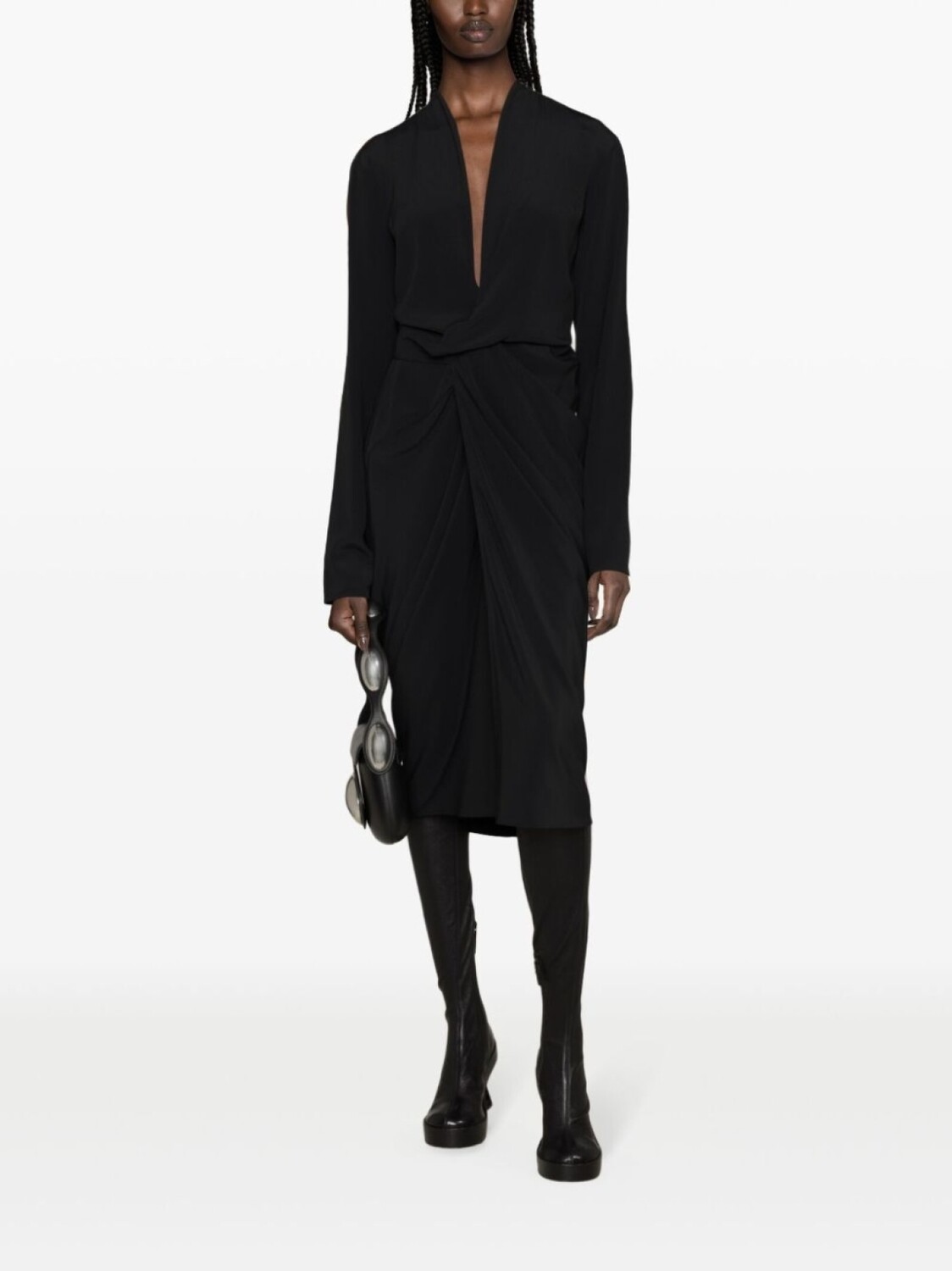 

Rick Owens креповое платье с завязками, черный