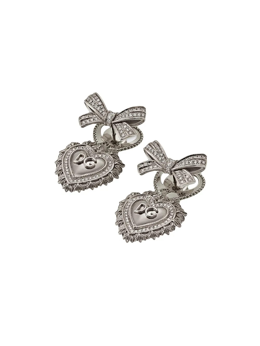 Серьги Devotion из белого золота с бриллиантами DOLCE & GABBANA, серебяный — фото 2