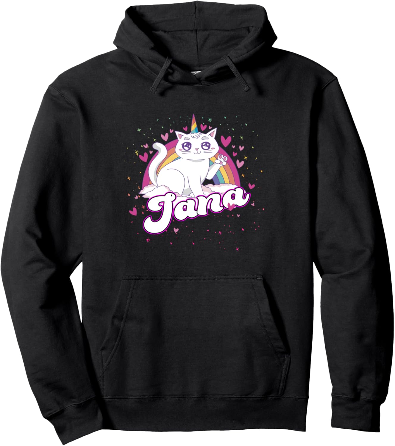 

Толстовка, ДЖАНА - очаровательное имя для девочки, дополненное красивой толстовкой с изображением единорога Jana Daughter Granddaughter Birthday Gift Ideas, черный