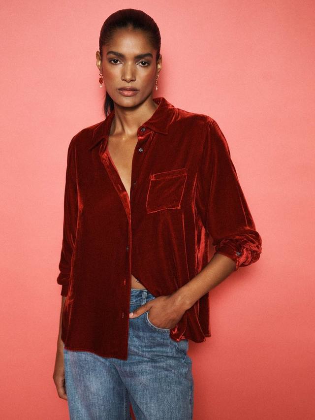 

Блузка Chiara с длинными рукавами и воротником из шелковой смеси NRBY, Red