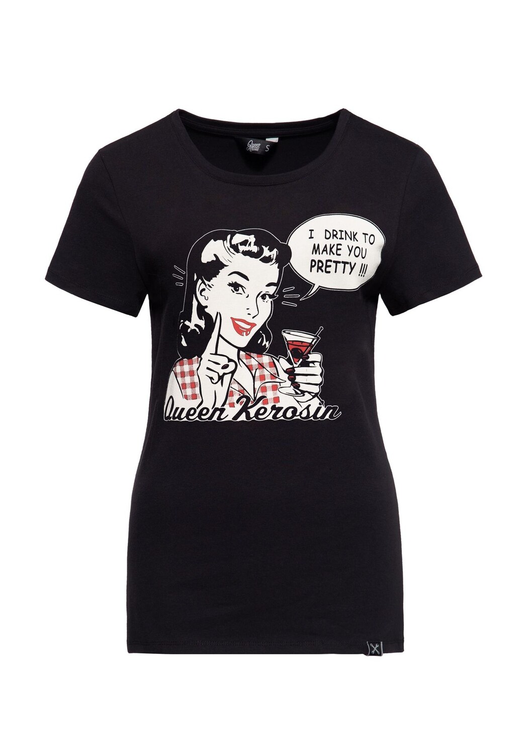 

Рубашка с принтом и винтажным мотивом I Drink To Make You Pretty Queen Kerosin, черный