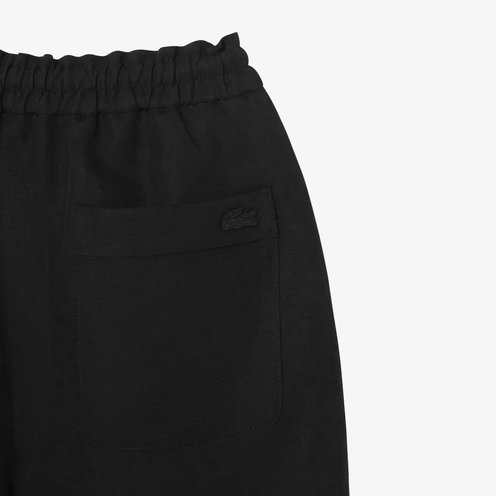 Брюки женские Lacoste New Semi-Baggy, чёрные, из тенсела и льна — фото 4
