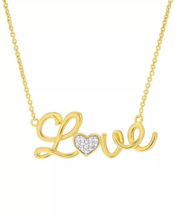 

Ожерелье с надписью «любовь» из латуни с покрытием из 14-каратного золота и бриллиантами Macy'S, gold