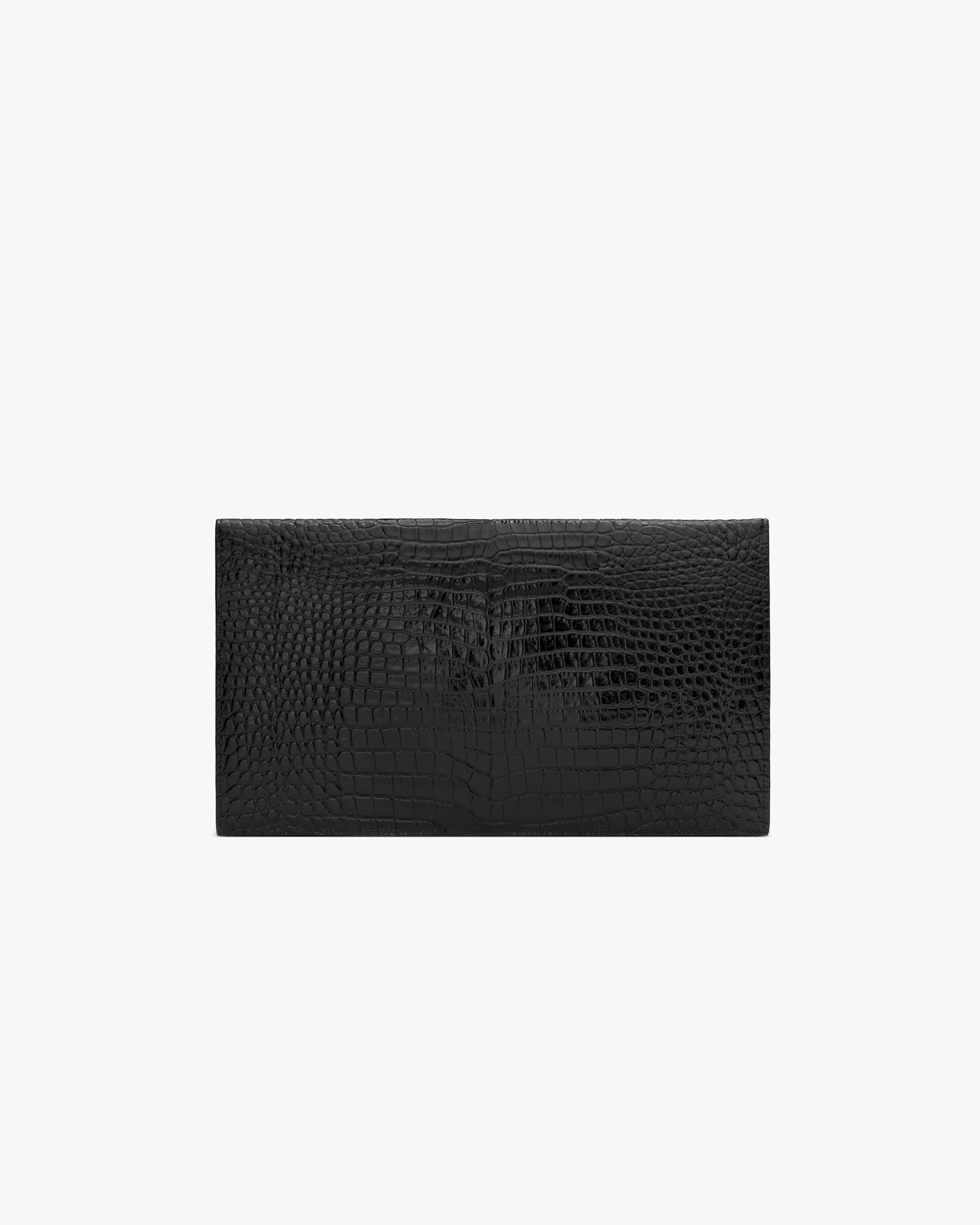 Клатч UPTOWN из лакированной кожи с тиснением под крокодила SAINT LAURENT, черный — фото 2