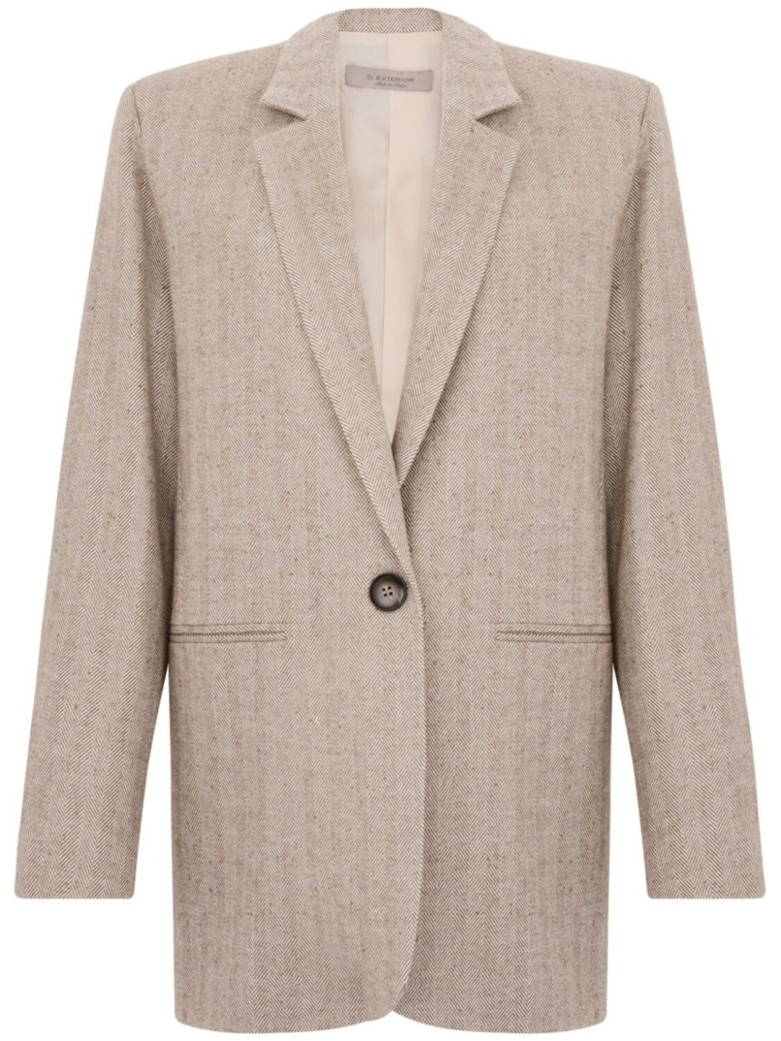 

Однобортный пиджак с узором в елочку D.Exterior, нейтральный цвет
