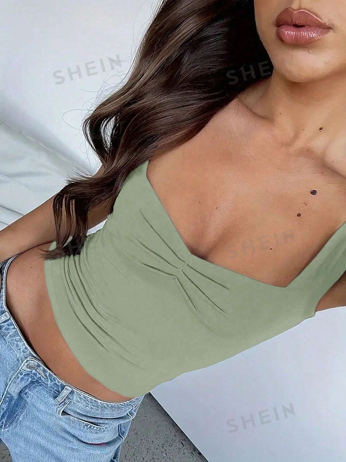 

Топ Shein SXY с вырезом, зеленый
