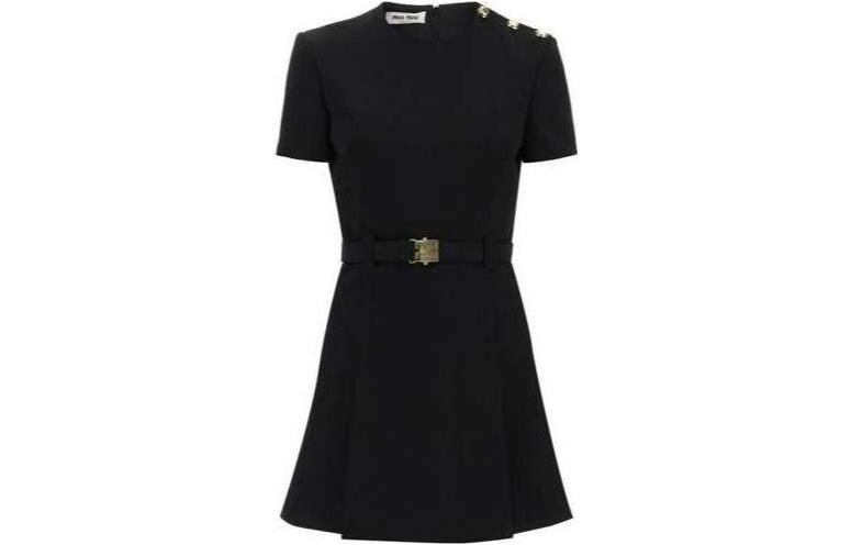 Платье с короткими рукавами женское черное Miu Miu