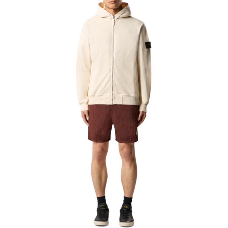 Застегивающаяся на молнию толстовка с капюшоном STONE ISLAND, слоновая кость — фото 3