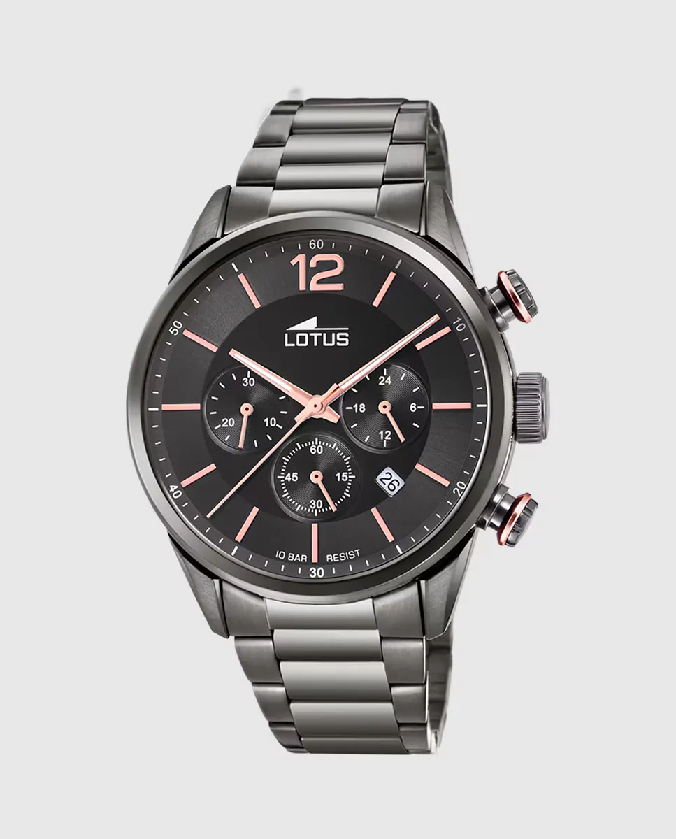 

Мужские часы 18686/2 Chrono из черной стали LOTUS, черный