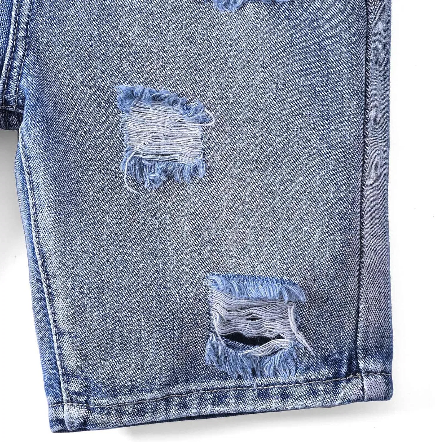 Шорты джинсовые рваные Boys Ripped Denim Shorts, Zb02- Sky Blue — фото 2