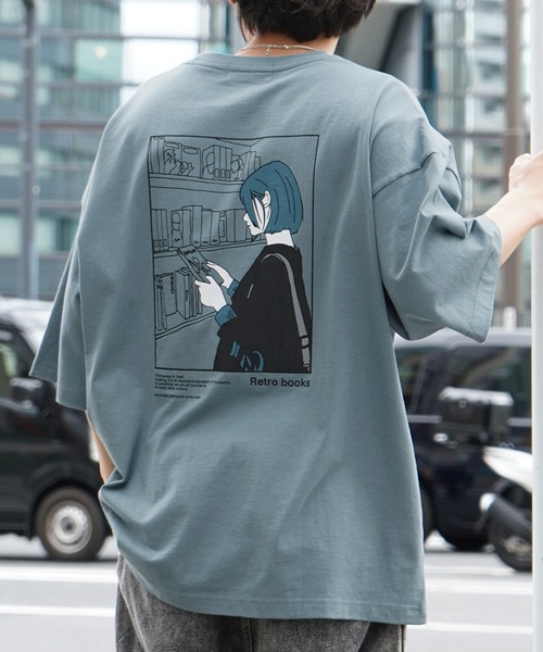 

Футболка оверсайз с коротким рукавом, принт на спине, вышивка ILL'S, зеленый