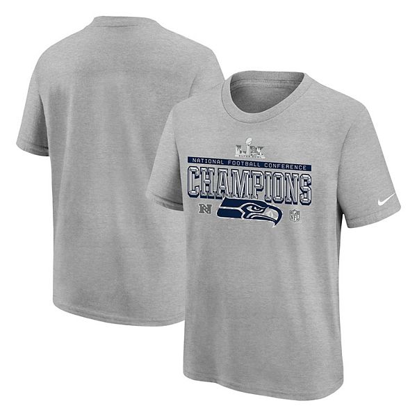 

Футболка Youth gray Seattle Seahawks 2025 NFC Champions Locker Room Trophy Collection Authentic Nike