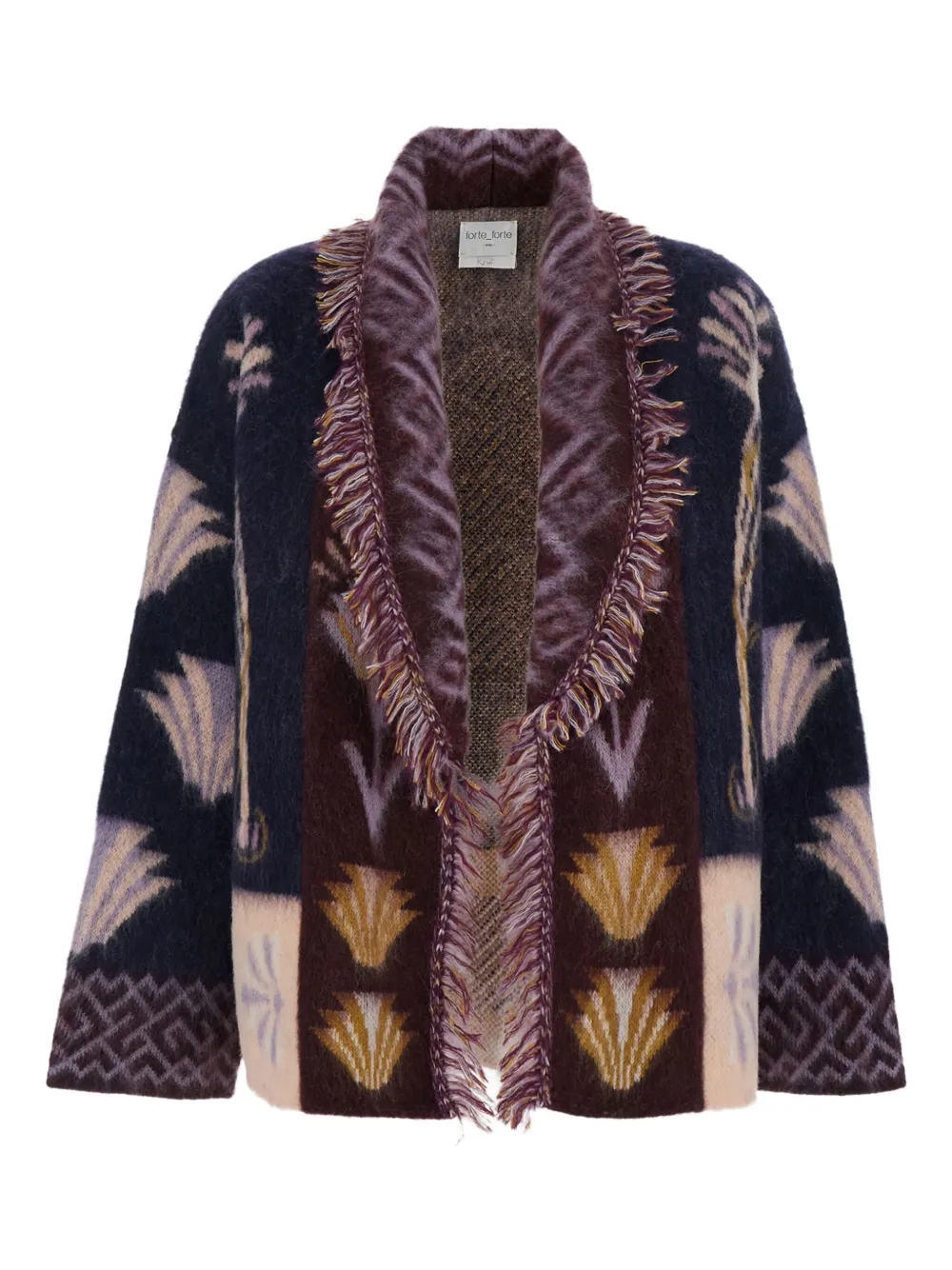 

Кардиган с геометрическим узором и бахромой Forte Forte, синий