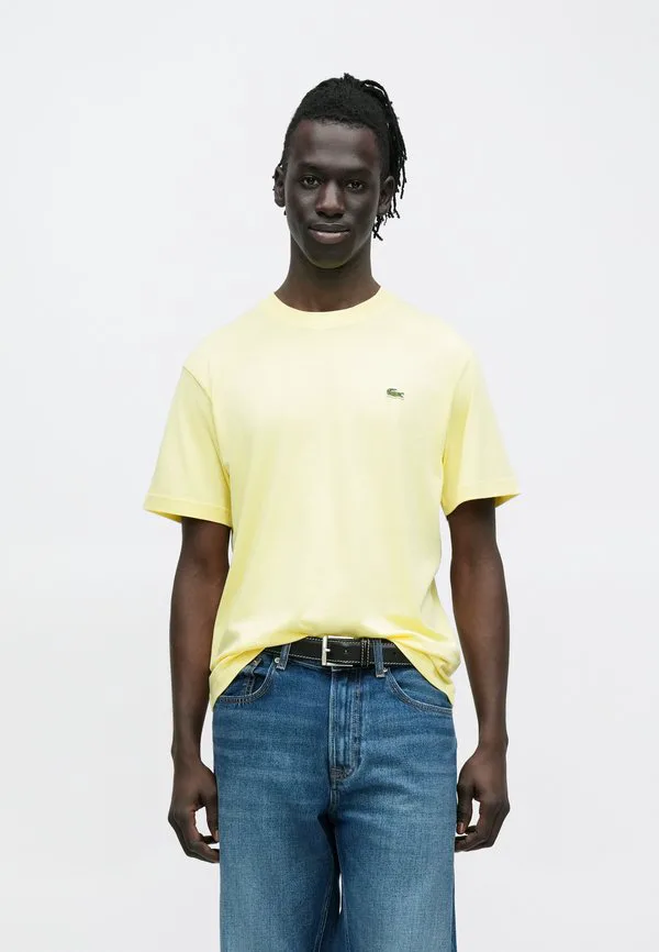 Футболка Lacoste Однотонная Круглый вырез, желтый