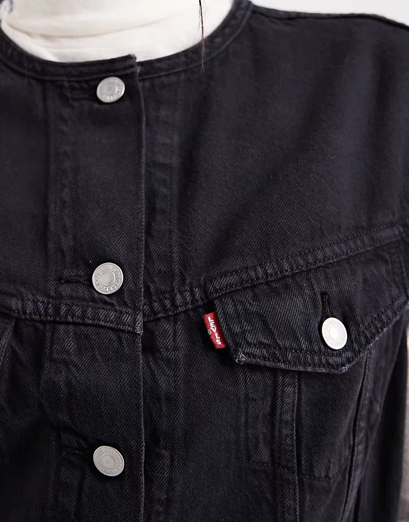 Джинсовый жилет-блузон vintage Levis Levi's, черный — фото 4