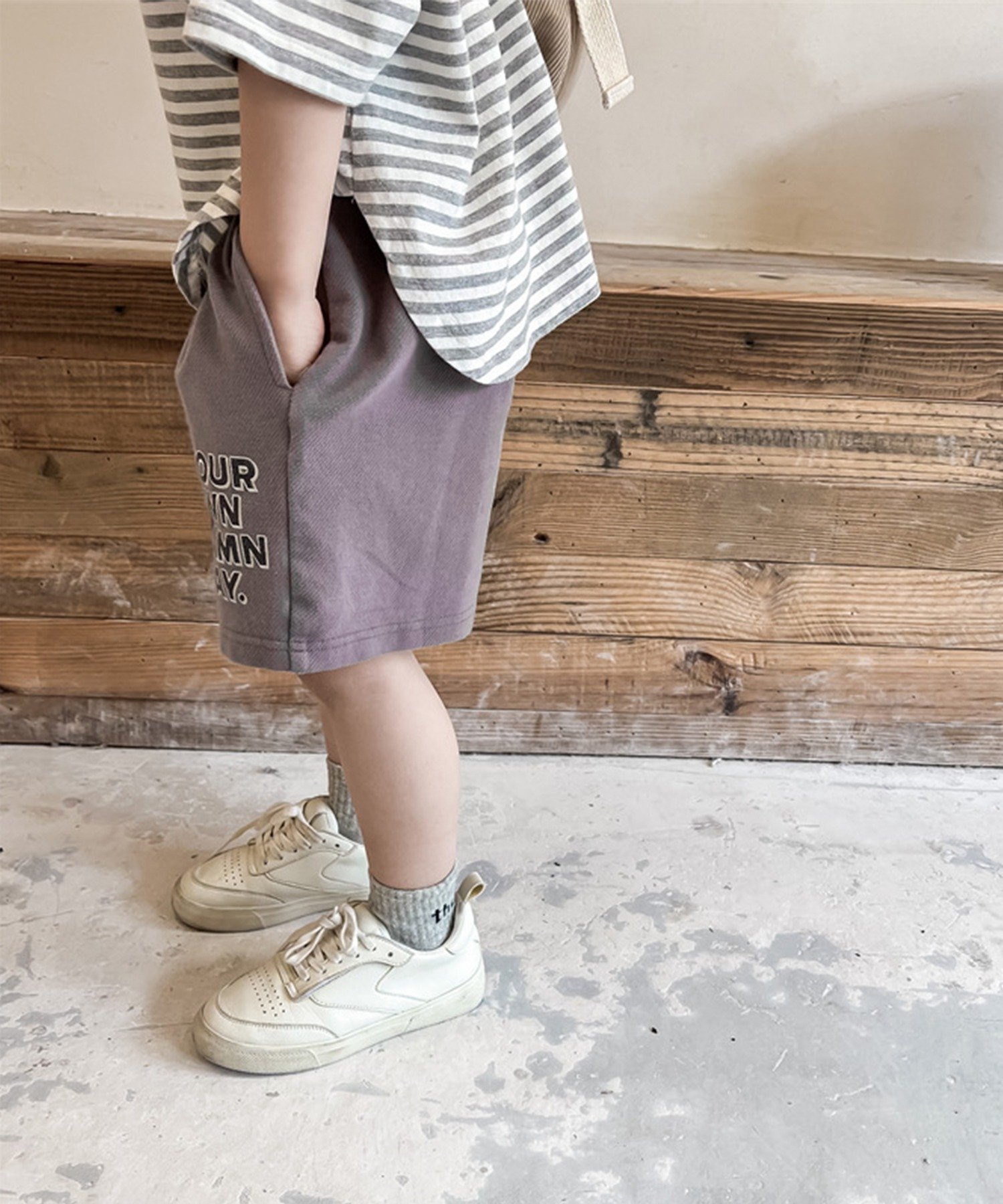 Корейский центр детской одежды, шорты с английским принтом. Aimoha Kids, Dark Gray — фото 3