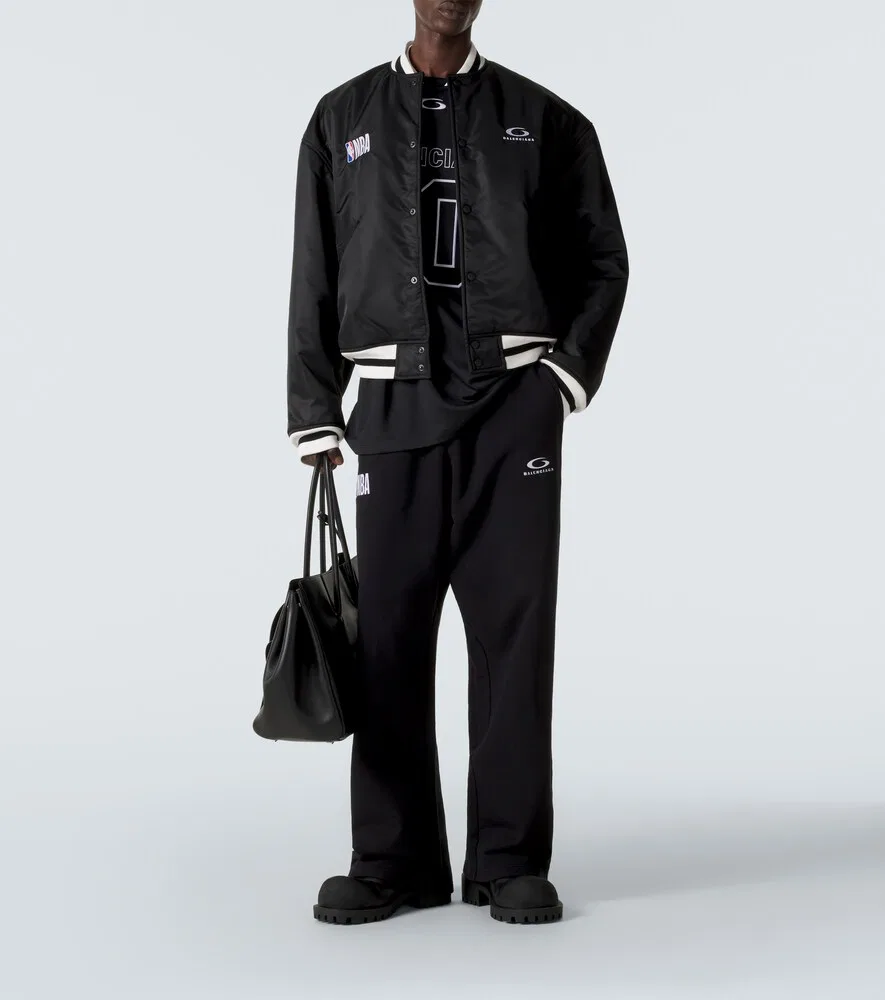 Хлопковые флисовые спортивные штаны с логотипом НБА Balenciaga, черный — фото 2