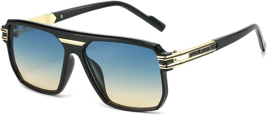 

Большие квадратные солнцезащитные очки для мужчин, декоративный стиль панк, роскошные солнцезащитные очки с защитой от УФ-излучения UV400 UATXTAU, Black Green Yellow