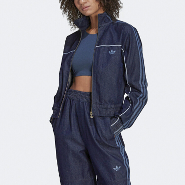 Женское укороченное пальто Adidas Originals, цвет Indigo — фото 2