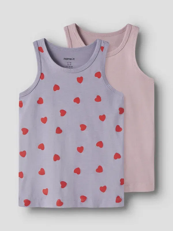 Футболка Name It Nmftank hearts 2 pack undershirt, лавандово-серый
