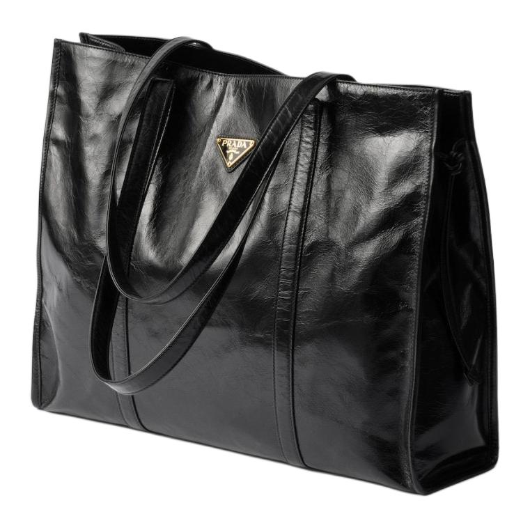PRADA Кожаная сумка-шоппер, шоппер, женская сумка Tubas черная — фото 2