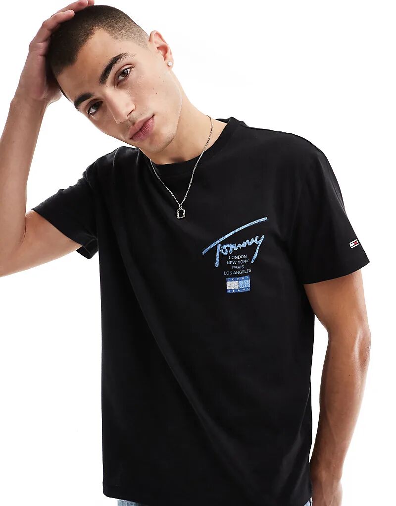 

Tommy Jeans – Футболка черного и синего цветов с фирменным принтом на спине