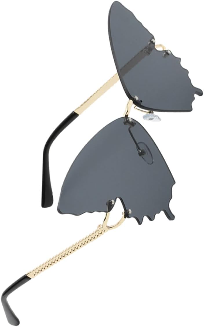

Женские солнцезащитные очки в оправе «бабочка», модные очки с металлическими безрамочными цветными линзами и защитой от УФ-излучения. Стильные очки для путешествий и повседневной носки TINEASUR, Black