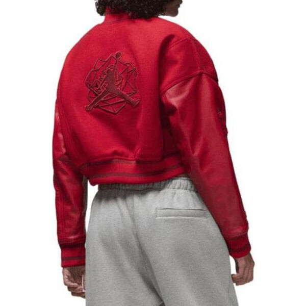 Куртка (WMNS) Air Jordan x Teyana Taylor Varsity Jacket Asia Sizing 'Gym Red', красный — фото 4
