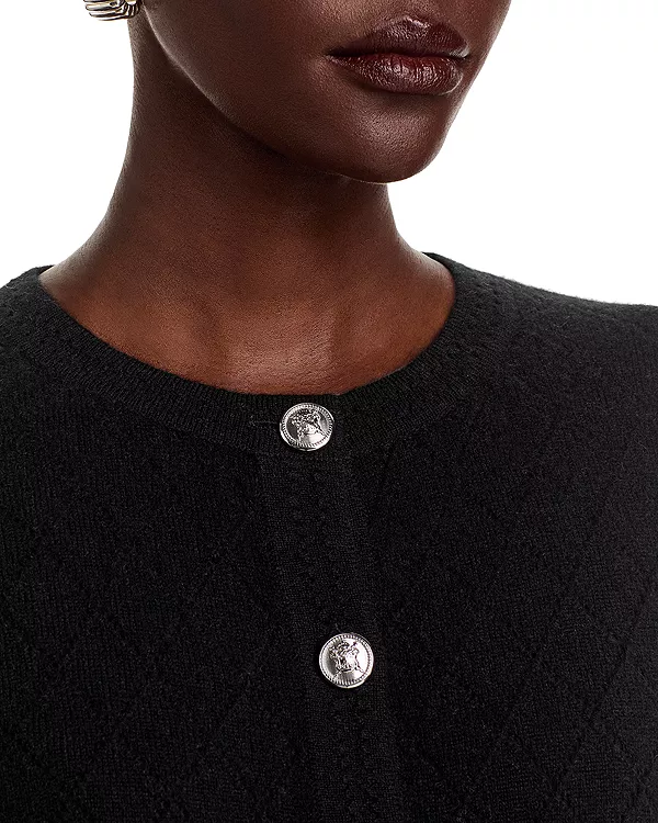 

Кардиган с круглым вырезом из 100% кашемира - эксклюзивная модель. C By Bloomingdale'S Cashmere, черный