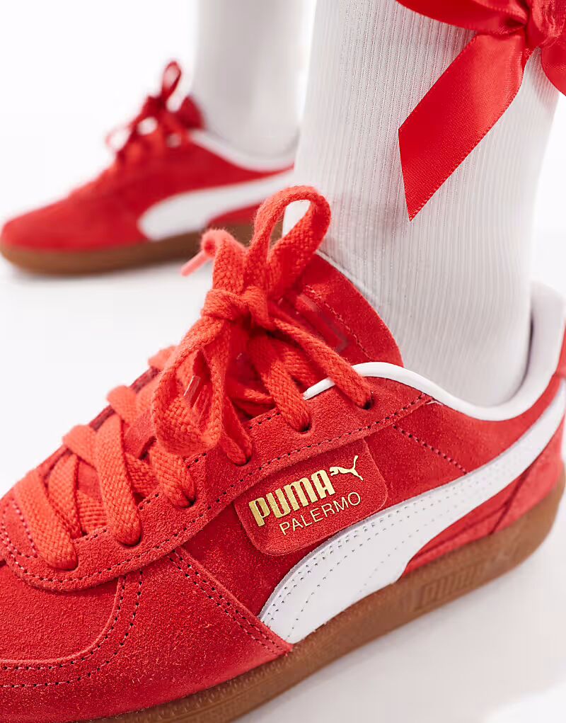 Кроссовки Puma Palermo красного и белого цвета — фото 4