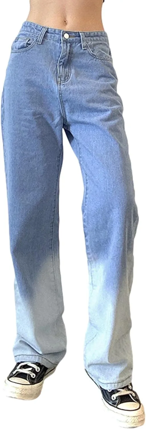 

Женские джинсы Casual High Waisted Wide Leg Gradient BERTHYFAI