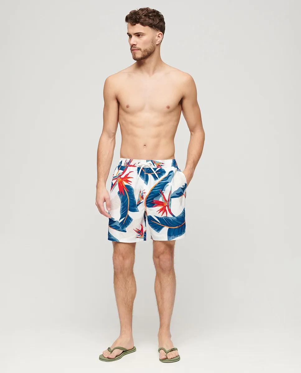 

Мужской купальник с гавайским принтом шириной 43,2 см Superdry, белый