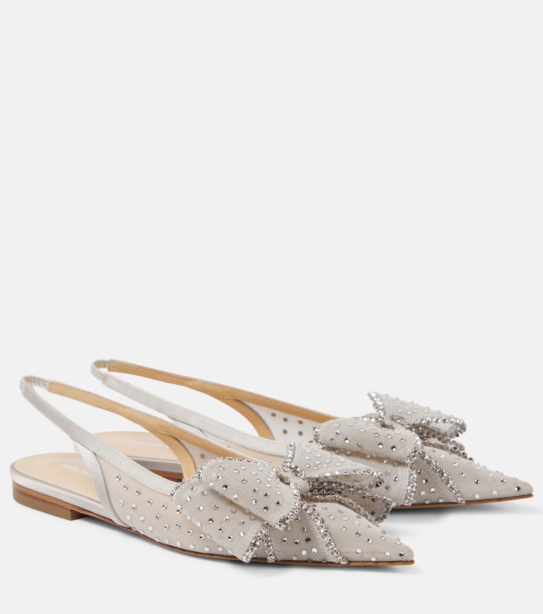 Балетки с декором Cadeau Mach & Mach, Light Grey Strass