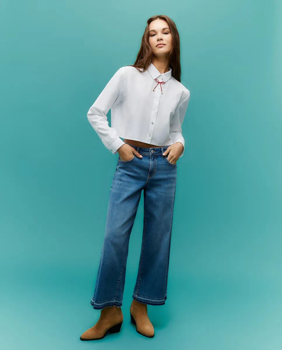 

Женские укороченные широкие джинсы Green Coast, цвет Indigo
