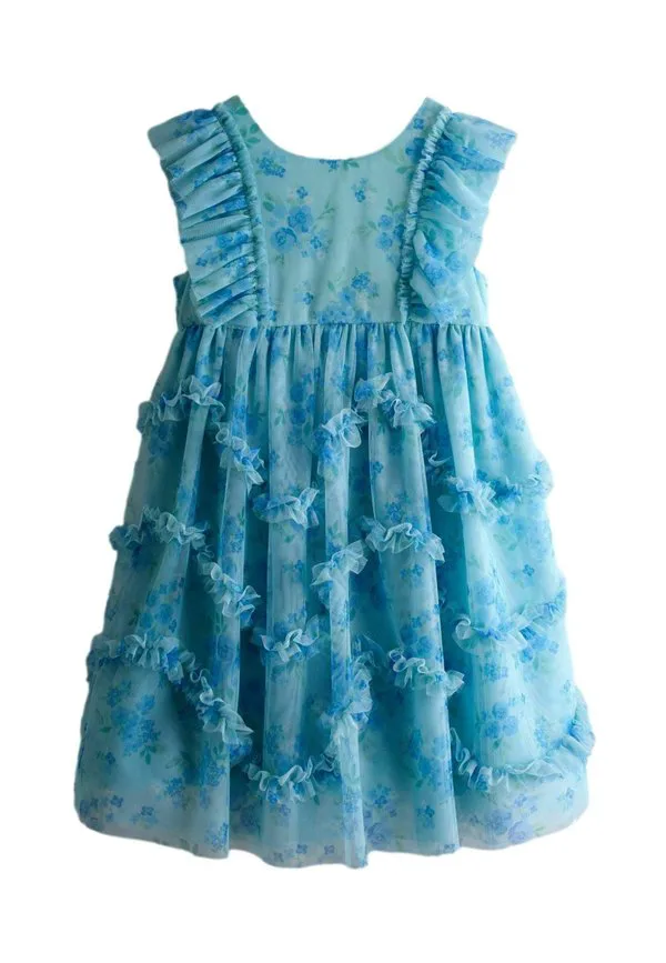 Коктейльное платье/вечернее платье прямого кроя с оборками Jojo Maman Bébé, Bright Blue