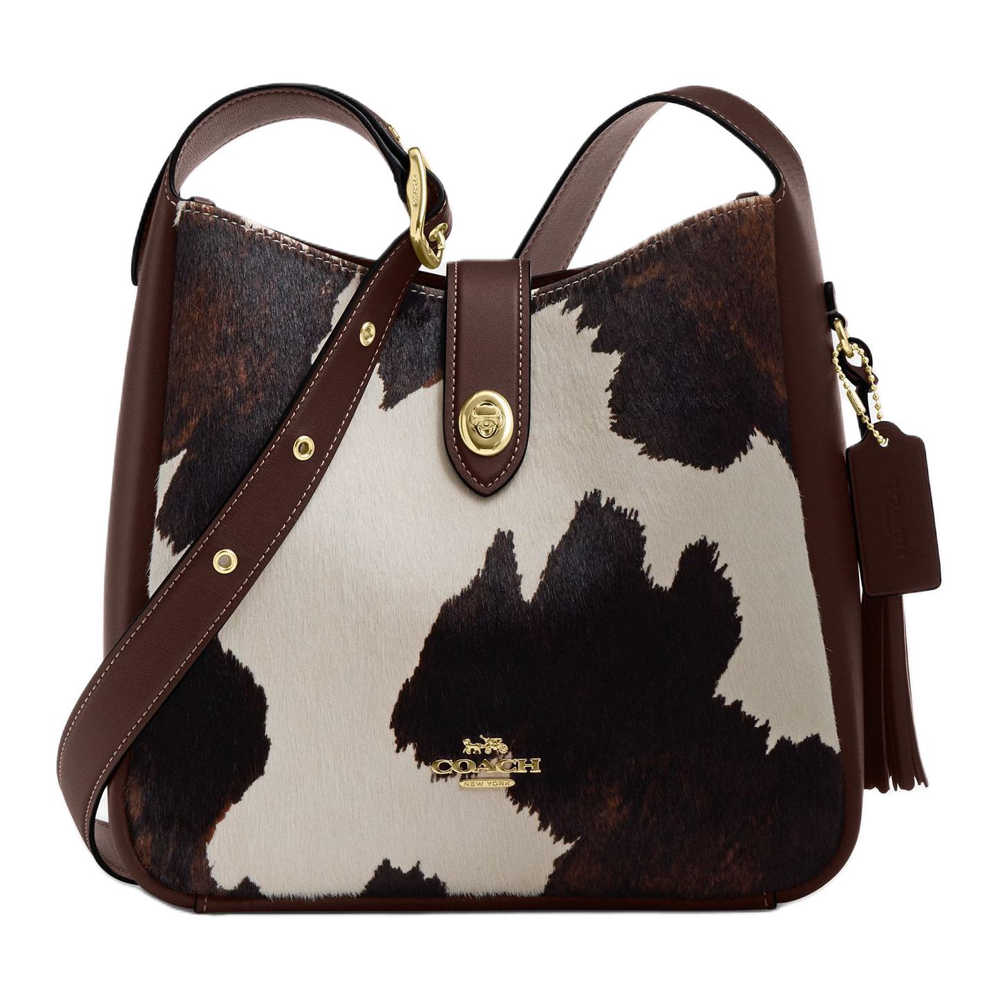

COACH Сумка через плечо Hadley среднего размера для женщин, коричневая, из коровьей кожи и замши