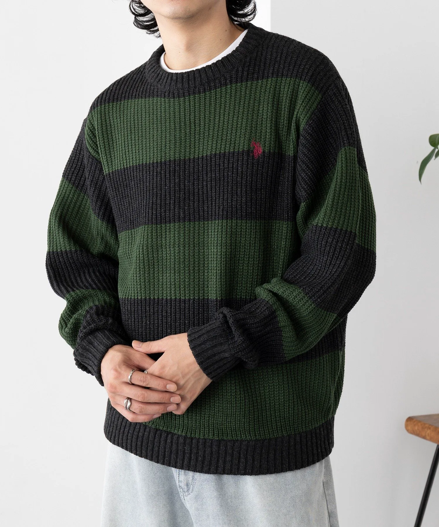 Футболка с круглым вырезом и вышивкой в виде пони с логотипом US POLO ASSN./OnePoint Logo. U.S. Polo Assn., GRN — фото 3