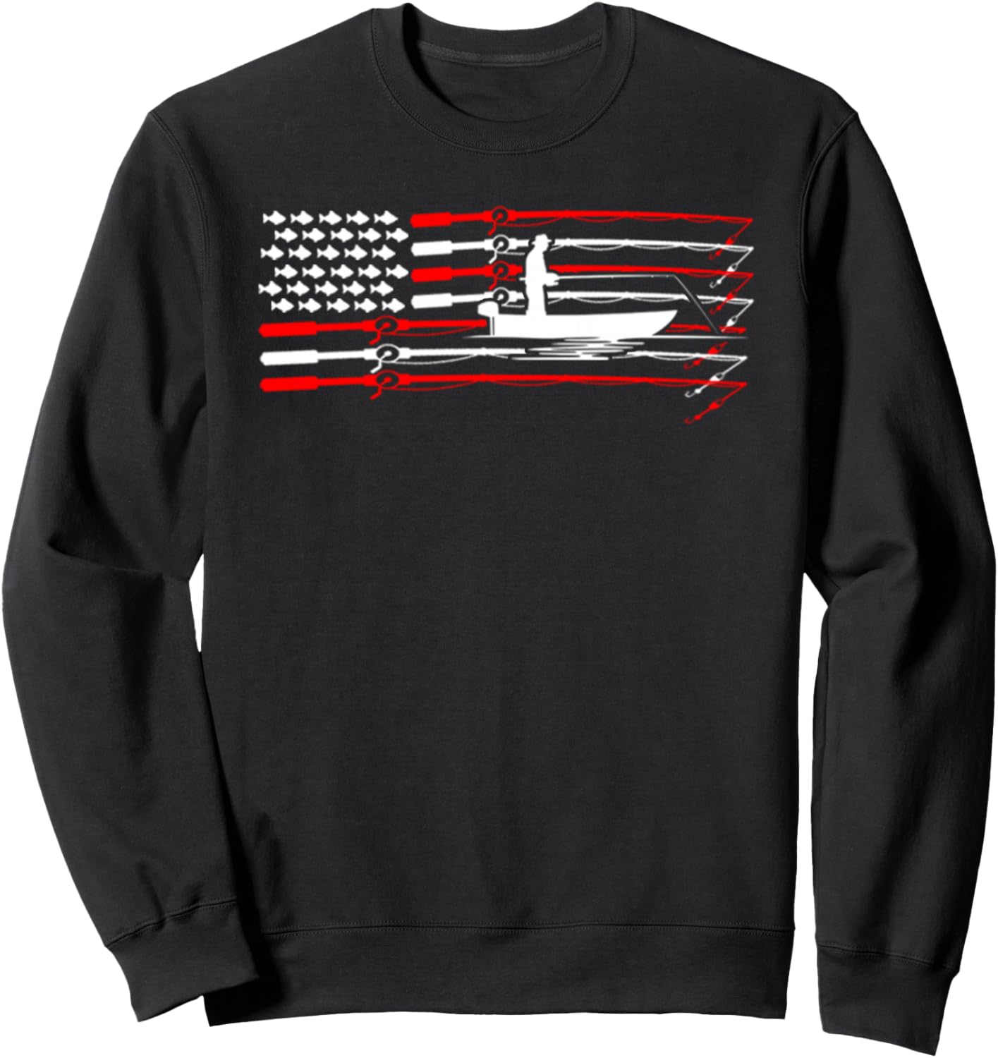 

Рыбацкая патриотическая толстовка с американским флагом American Flag Fishing Boat Men'S Fisher Gift, черный